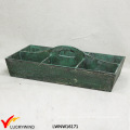 6 Compartment with Divider Vintage Wooden Tray with Handle